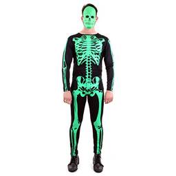 Esqueleto Adulto Sulamericana Fantasias Preto/Verde M 42/44