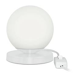 Luminária Abajur de mesa Globo Orby Branco Base Redonda