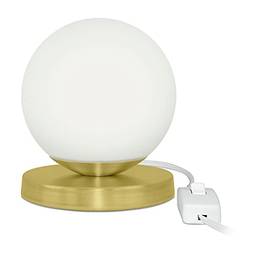 Luminária Abajur de mesa Globo Orby Dourado Base Redonda