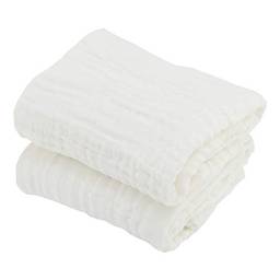 BWinka Toalhas de banho para bebês e crianças super macias de algodão musselina 6 camadas brancas também para cobertor de bebê (105 x 105 cm) (Branco*2)
