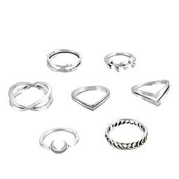 Holibanna Conjunto de anéis de cruz boêmio conjunto de anéis de junta vintage, conjunto de anéis de junta média para mulheres (ouro)