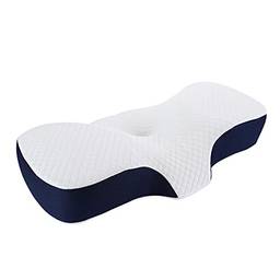 Cigooxm Travesseiro de espuma viscoelástica Contour com fronha de seda lavável Travesseiro ortopédico ergonômico cervical para dormir para dor no pescoço e ombros para travessas de barriga para trás