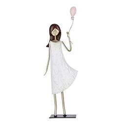 LOUJIN Estátua de menina de segurando um balão de arte em ferro da menina Decoração moderna ornamento para sala de estar Gabinete e mesa Presente de vitalidade e esperança