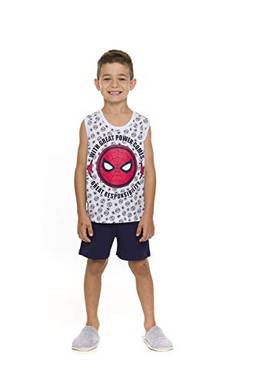 Conjunto de Pijama Infantil, Spider, Masculino, Branco/Mescla, 8
