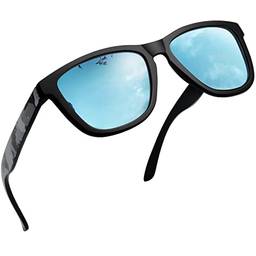 Quadrado Óculos de sol Masculinos Femininos polarizados Joopin Designer leve Retro Óculos de sol para Mulheres Homens Proteção UV (Preto Camo Espelhado Azul Claro)