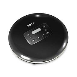 HOTT Leitor De CD Portátil Embutido 1000 Mah Bateria Recarregável, 10 Horas De Reprodução, Com Display LED, Fone De Ouvido, Preto