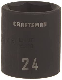 CRAFTSMAN Soquete de impacto raso, métrico, chave de 1/2 polegada, 24 mm (CMMT15870)