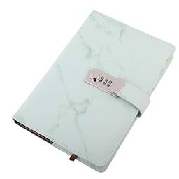 Caderno de caderno de anotações A5 com cadeado de senha com capa de couro PU cadeado com combinação de cadeado para escritório, material escolar, 100 folhas/200 páginas (verde)