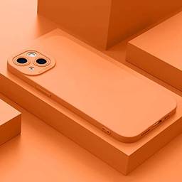 Capa de silicone compatível com iPhone 11, com capa protetora de lente de proteção de câmera, capas de silicone duráveis, capa de telefone fina para iPhone 11 (laranja)