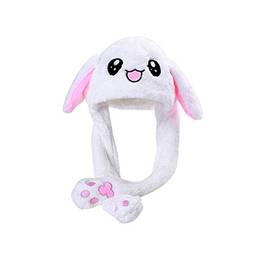 Chapéu móvel Amosfun Orelhas de coelho moderno com orelhas de animal para crianças (rosa, sem luz), Branco, 3