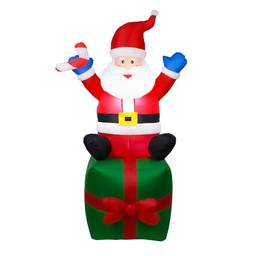 CIADAZ Infláveis de Natal de 6 pés Papai Noel à prova d'água 6 LED gigante iluminado caixa de presente de Papai Noel com estacas de chão e cordas para gramado, jardim, decorações de Natal