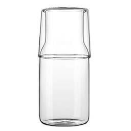 Conjunto de jarra de água de cabeceira 500ml com copo de copo conjunto para mesa de cabeceira de quarto, garrafa de enxaguatório bucal de vidro para banheiro, jarra de água de suco de vidro transparen