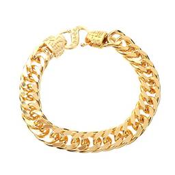 Holibanna Pulseira de ouro cubano, pulseira de hip hop, corrente de aço inoxidável, pulseira banhada a ouro cubano para mulheres