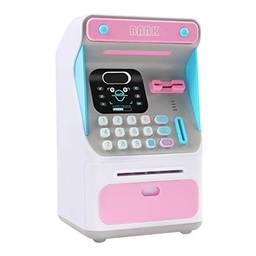 angwang Cofrinho, minibanco de dinheiro ATM com reconhecimento eletrônico de rosto de bloqueio automático de rolagem dinheiro e moeda para crianças, adolescentes, meninos, meninas, azul