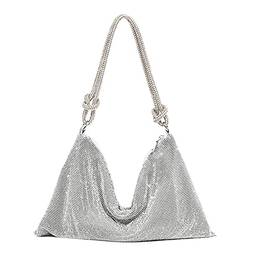 Bolsas femininas de strass para noite chique brilhante bolsa hobo bolsa brilhante prata para festa de casamento(A02)