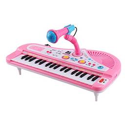 mewmewcat 37 Chaves Crianças Piano Musical Piano Eletrônico Teclado Instrumento Musical com Microfone para Meninos Meninas Mais de 3 Anos de Idade,piano