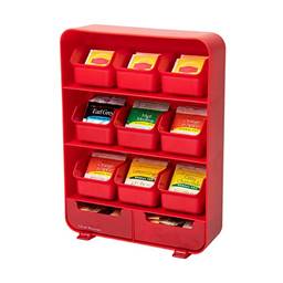 Mind Reader 9 gavetas removíveis, suporte de saco de chá e organizador de condimentos, vermelho