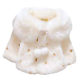 Amosfun Moda Branca Outono Inverno Gola Peluda Pára-Brisa de Algodão Casaco de Capa de Bebê Menina Quente Outwear (80 Cm)