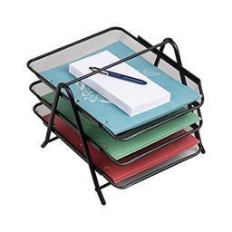 Mind Reader Organizador de mesa com 3 bandejas deslizantes para cartas, documentos, correio, arquivos, papel, preto