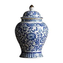 Fenteer Vaso de cerâmica chinesa decoração de arte arranjo floral tradicional bonito estilo oriental armazenamento de chá vaso de flores secas pote de porcelana, estilo A