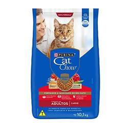 Ração Nestlé Purina Cat Chow para Gatos Adultos sabor Carne - 10,1kg Purina para Todas Todos os tamanhos de raça Adulto - Sabor Carne