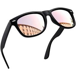 Óculos de Sol Masculinos Femininos Polarizados Quadrado Óculos de Sol Esportivos para Dirigir UV Proteção (Rosa Espelhado /Moldura Preta)