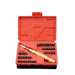Cigooxm Conjunto de ferramentas de estampagem de couro O kit de estampas de metal inclui 37 peças de símbolos com letras e números em caixa de plástico para estamparia de 1 unidade