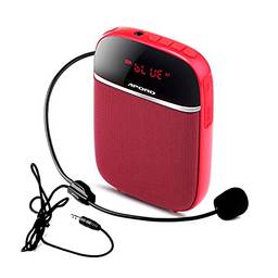 Cigooxm Amplificador de voz portátil para professores com microfone com fio Fone de ouvido Faixa de cintura recarregável pessoal BT Suporte para alto-falante Música FM Cartão TF