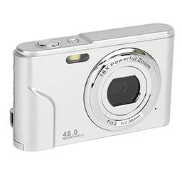 Câmera Digital, Câmera Digital HD 1080P 16X Zoom Inteligente 48MP 2,4 Polegadas IPS Display Mini Câmera de Bolso Compacta US Plug 100-240V (Espaço Prata)
