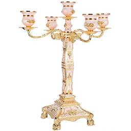 Pssopp Castiçal vintage de 45,7 cm, candelabro em relevo dourado luxuoso com strass para decoração de mesa de jantar em casa ornamento de casamento