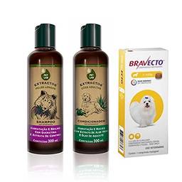 Kit Bravecto Comprimido mastigável 112,5 mg + PetLab Extractos Shampoo Pelos Longos 300mL e Condicionador 300mL, Bravecto & PetLab, Amarelo