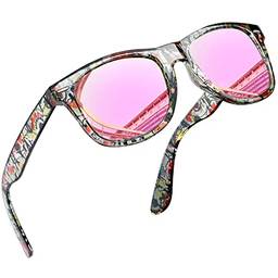 Óculos de Sol Polarizados Masculinos de Armação Grandes Joopin Óculos de Sol Quadrados para Homens Esportivos para Dirigir UV Proteção (Rosa Espelhado Floral)