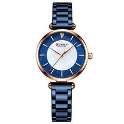 Yuventoo Relógio feminino de quartzo com pulseira de aço inoxidável Relógios de pulso 3ATM