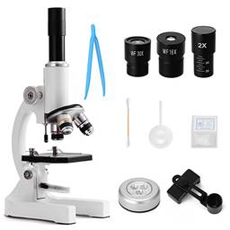 Microscópio óptico monocular 64X-2400X Escola primária Ciência para crianças Biologia experimental Microscópio para ensino de presentes de aniversário para crianças