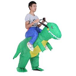 mewmewcat Traje de dinossauro inflável para crianças fofas Air Fan Operated Walking Vestido extravagante traje de festa de Halloween Traje de animal inflável T-Rex