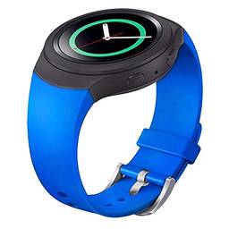 Silicone Pulseira Compatível com Samsung Gear S2 SM-R720/SM-R730,Ajustável Replacement Banda,Mulheres Homens Sport Wristbands,Bandeira Azul