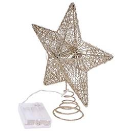Toyvian Enfeite de árvore de Natal com estrela iluminada por LED, enfeite de árvore de Natal, enfeite de árvore de Natal dourado claro