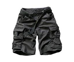 WSLCN Shorts Cargo de Algodão Masculino Calça Bermuda de Verão com Cinto Cnza Escuro Tamanho G