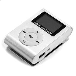 Mini player de música MP3 portátil de metal com clipe de metal com suporte para tela LCD TF cartão de aplicação ampla prata POPQ