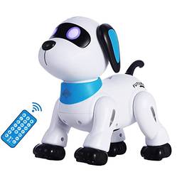 Brinquedo do cão do robô de controle remoto, interativo & Robôs de dança inteligentes para crianças de 5 anos ou mais, RC Stunt Toy Dog com olhos de LED de som, brinquedos eletrônicos para animais