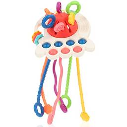 Toyvian Brinquedos Montessori para Bebês de 6 a 12 Meses Brinquedos Sensoriais de Bebê Brinquedo Interativo de Corda de Tração de Polvo de Silicone de Grau Alimentício Brinquedos de