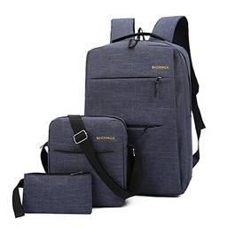 Mochila masculina, mochila de viagem, Backpack Laptop, com três peças, adequada para e Computador portátil (azul)