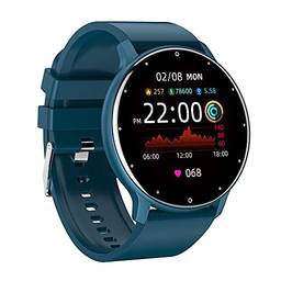 SmartwatchRelógio inteligente masculino feminino, monitor de sono de frequência cardíaca, pulseira esportiva à prova d'água, suporte IOS Android/Phone-ZL02D(ROSA) (Azul)