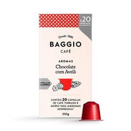 Cápsulas de Café Baggio Café Aroma Chocolate com Avelã, compatível com Nespresso, contém 20 cápsulas