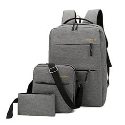 Mochila masculina, mochila de viagem, Backpack Laptop, com três peças, adequada para e Computador portátil (cinza)
