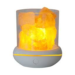 Gathy Luz Noturna De Pedra De Sal Cristal,Crystal Salt Stone Night Light 7 cores LED Rock Lâmpada de cristal difusor portátil de óleo essencial USB
