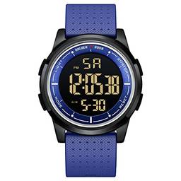GOLDEN HOUR Relógio digital esportivo ultrafino minimalista à prova d'água masculino com mostrador grande-angular pulseira de borracha relógio de pulso para homens e mulheres, resina/azul, esportes