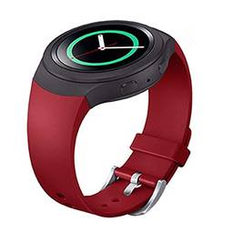 Silicone Pulseira Compatível com Samsung Gear S2 SM-R720/SM-R730,Ajustável Replacement Banda,Mulheres Homens Sport Wristbands,Vermelho
