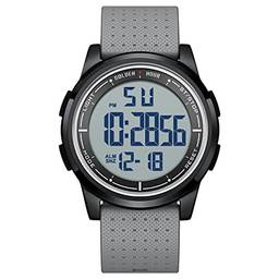 GOLDEN HOUR Relógios digitais ultrafinos minimalistas à prova d'água masculinos com visor grande angular pulseira de borracha relógio de pulso para homens e mulheres, resina/brilhante/cinza, esportes