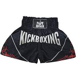 Short Calção Kick Boxing - Pre/Verm - P